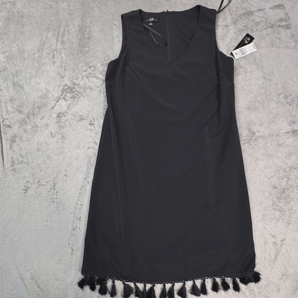 NWT Little Black Dress AGB Brand Size 8 Sleeveless Tassle Bottom‎ Detail
